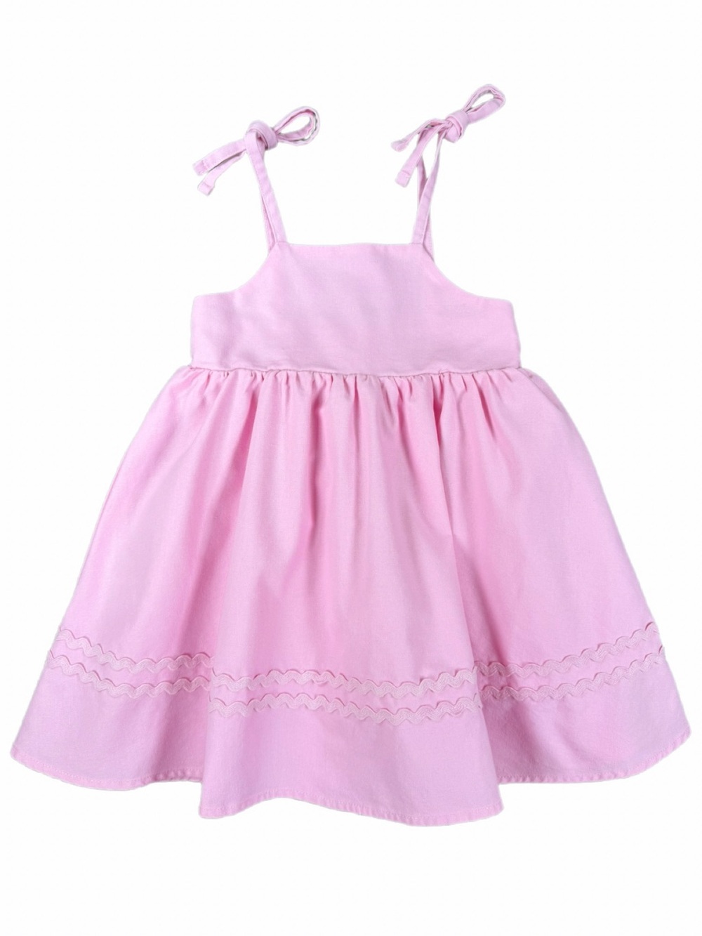 SOUTHERN SMOCKED CO Tie Shoulder Linen Cotton Dress - 2T